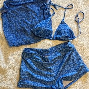 SHEIN Blue Floral Bikini Set
